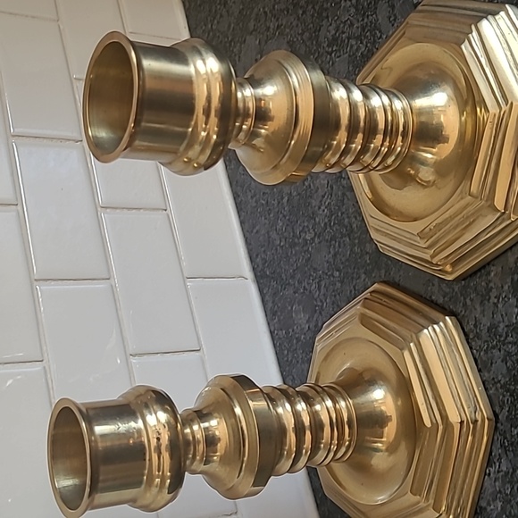 Vintage Solid Brass Candle Holders - Picture 12 of 12